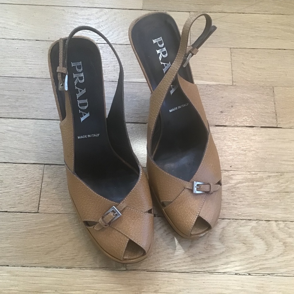 Vintage Prada peep toe platform Italy